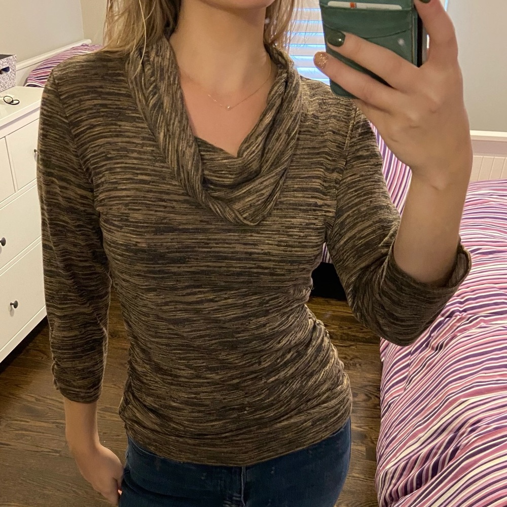 AB Studio Cowl Neck 3/4 Sleeve Blouse